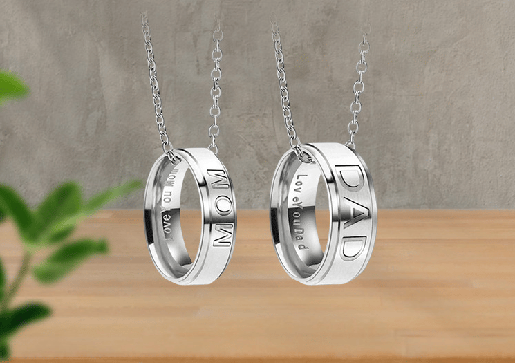 πI Love U MOM / DAD necklace stainless steel pendant necklace