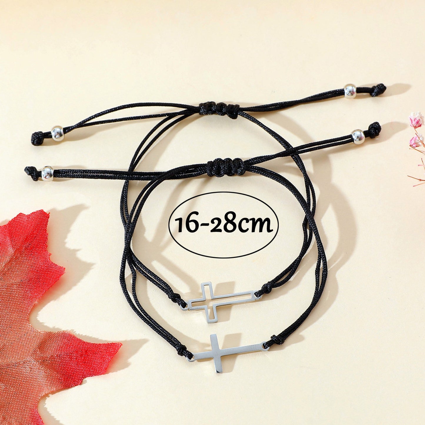 ✨Stainless steel hollow cross hand-woven bracelet