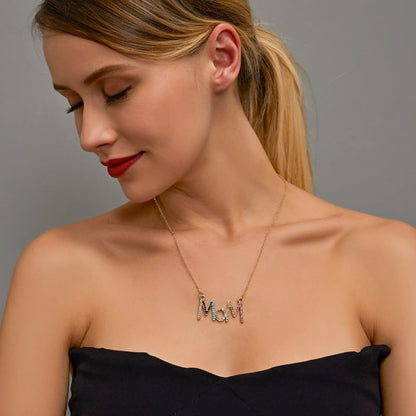 Colored Diamond Letter Necklace