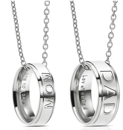 💓I Love U MOM / DAD necklace stainless steel pendant necklace