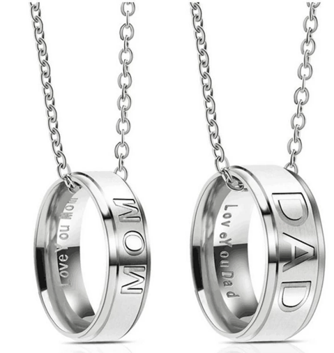 💓I Love U MOM / DAD necklace stainless steel pendant necklace