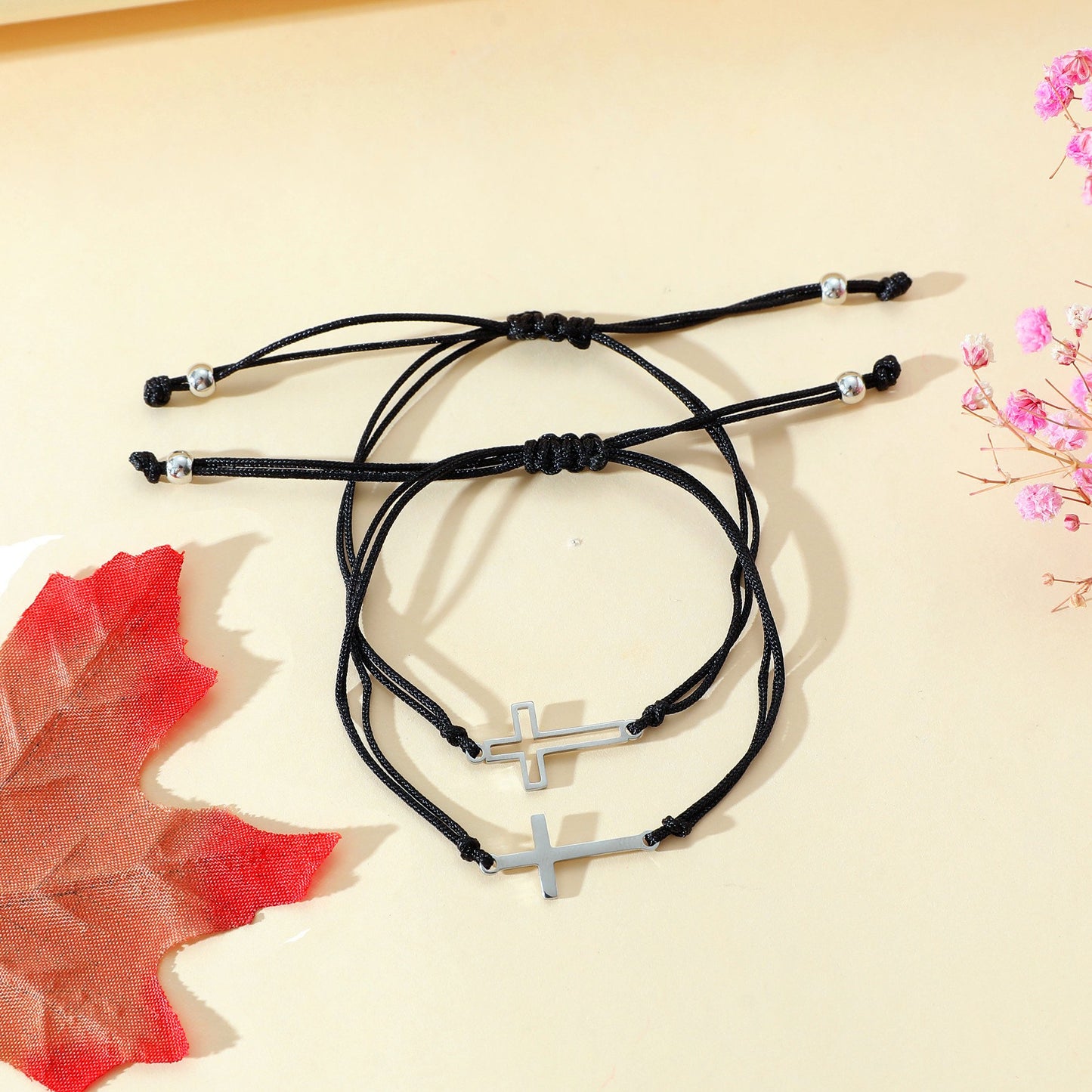 ✨Stainless steel hollow cross hand-woven bracelet