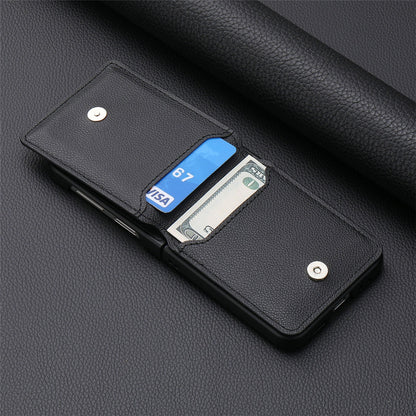Magnetic Lychee Leather Flip Card Holder Case with Ring for Samsung Flip4 Flip3 5G