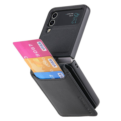 Magnetic Lychee Leather Flip Card Holder Case with Ring for Samsung Flip4 Flip3 5G