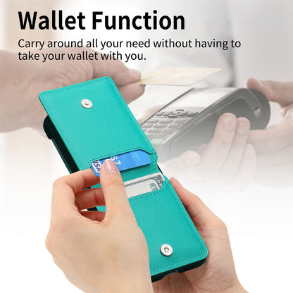 Magnetic Lychee Leather Flip Card Holder Case with Ring for Samsung Flip4 Flip3 5G