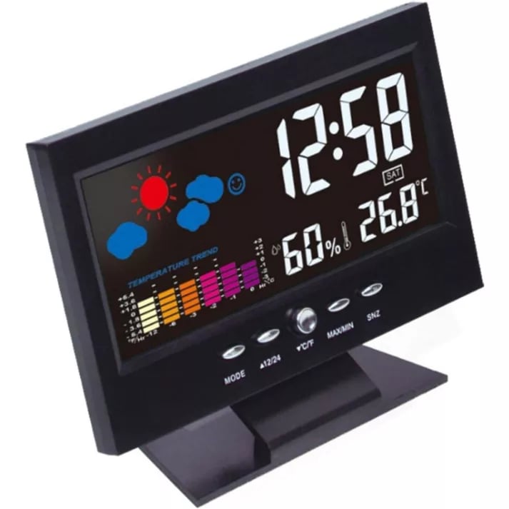 Digital LED Temperature Humidity Monitor Weather Forecast LED Table Alarm Clock