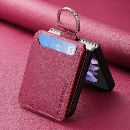 Magnetic Lychee Leather Flip Card Holder Case with Ring for Samsung Flip4 Flip3 5G