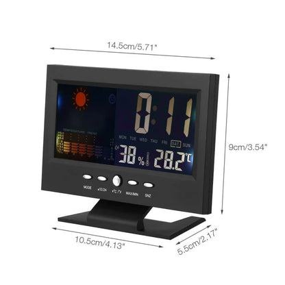Digital LED Temperature Humidity Monitor Weather Forecast LED Table Alarm Clock
