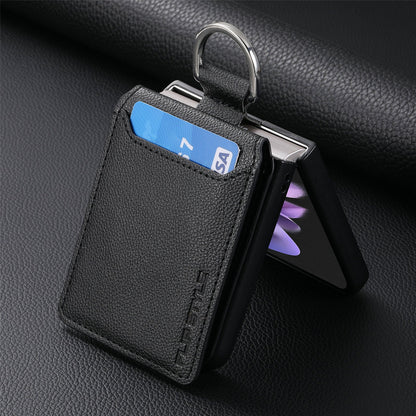 Magnetic Lychee Leather Flip Card Holder Case with Ring for Samsung Flip4 Flip3 5G