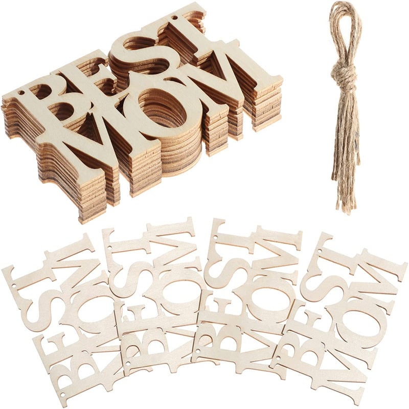 "BEST MOM" Wooden Letter Pendant