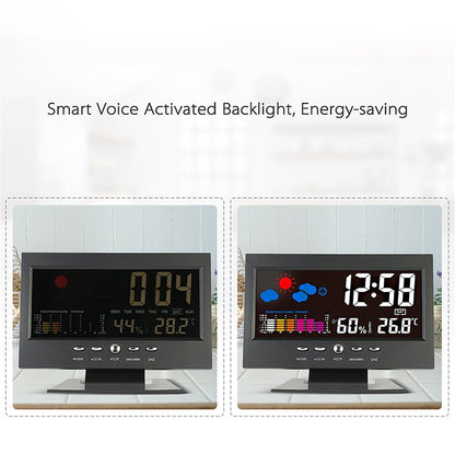 Digital LED Temperature Humidity Monitor Weather Forecast LED Table Alarm Clock