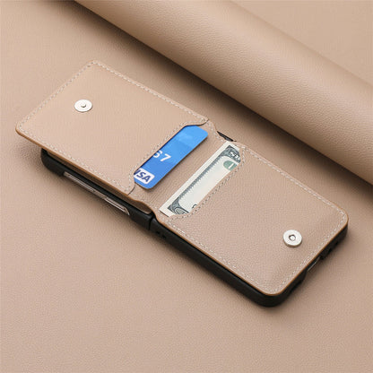 Magnetic Lychee Leather Flip Card Holder Case with Ring for Samsung Flip4 Flip3 5G