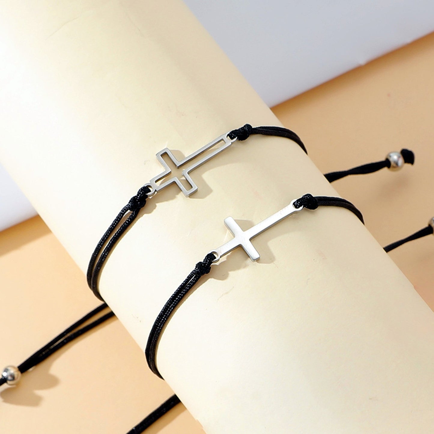 ✨Stainless steel hollow cross hand-woven bracelet