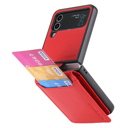 Magnetic Lychee Leather Flip Card Holder Case with Ring for Samsung Flip4 Flip3 5G