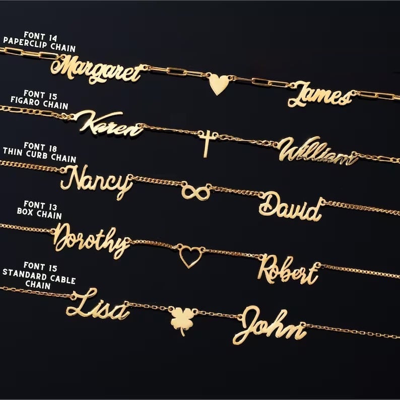 Custom Name & Pave Heart Charm Necklace