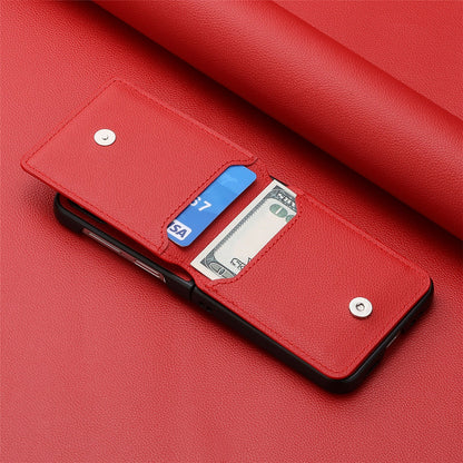 Magnetic Lychee Leather Flip Card Holder Case with Ring for Samsung Flip4 Flip3 5G