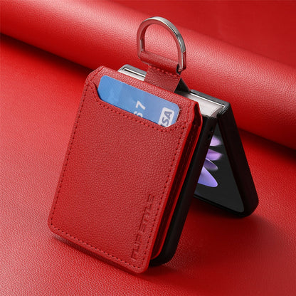 Magnetic Lychee Leather Flip Card Holder Case with Ring for Samsung Flip4 Flip3 5G