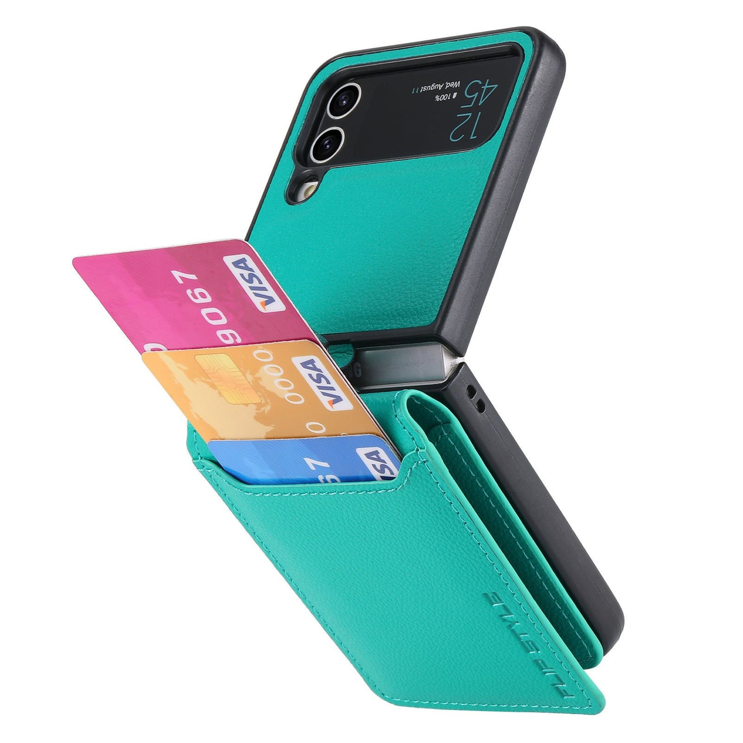 Magnetic Lychee Leather Flip Card Holder Case with Ring for Samsung Flip4 Flip3 5G