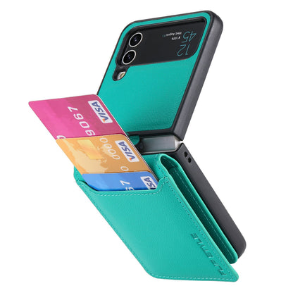 Magnetic Lychee Leather Flip Card Holder Case with Ring for Samsung Flip4 Flip3 5G